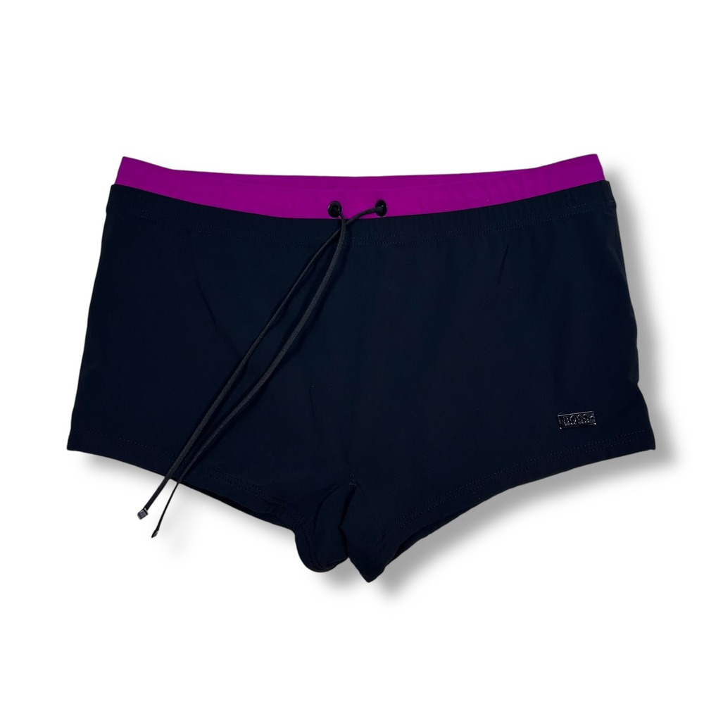 BOSS Hugo Boss Swim Square Cut Trunks Purple Black Swim Shorts Mens M